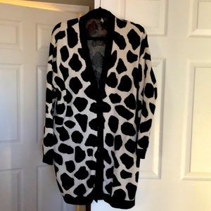 Animal print cardigan.